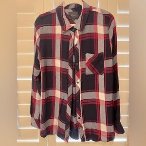Rails Hunter Button Down Flannel Plaid Shirt Red White Navy Blue Size Medium M